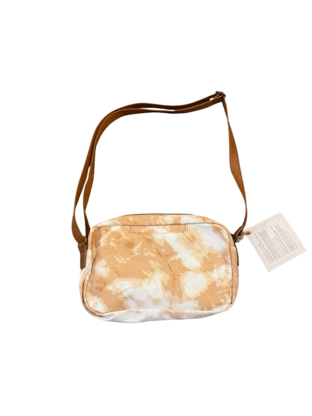 Thirty-one Neutral Beige Tie-Dye Canvas Crossbody Bag with Brown Strap NWT - Picture 4 of 7